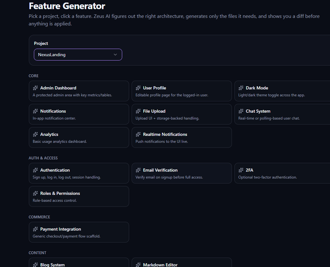 Zeus AI Feature Generator